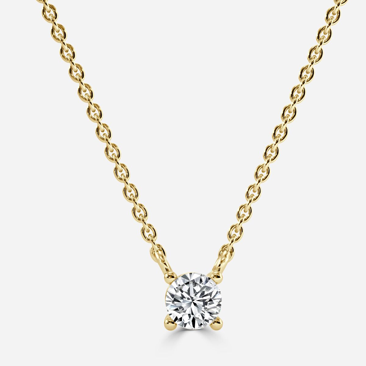Spotlight Round Solitaire Diamond Gold Pendant